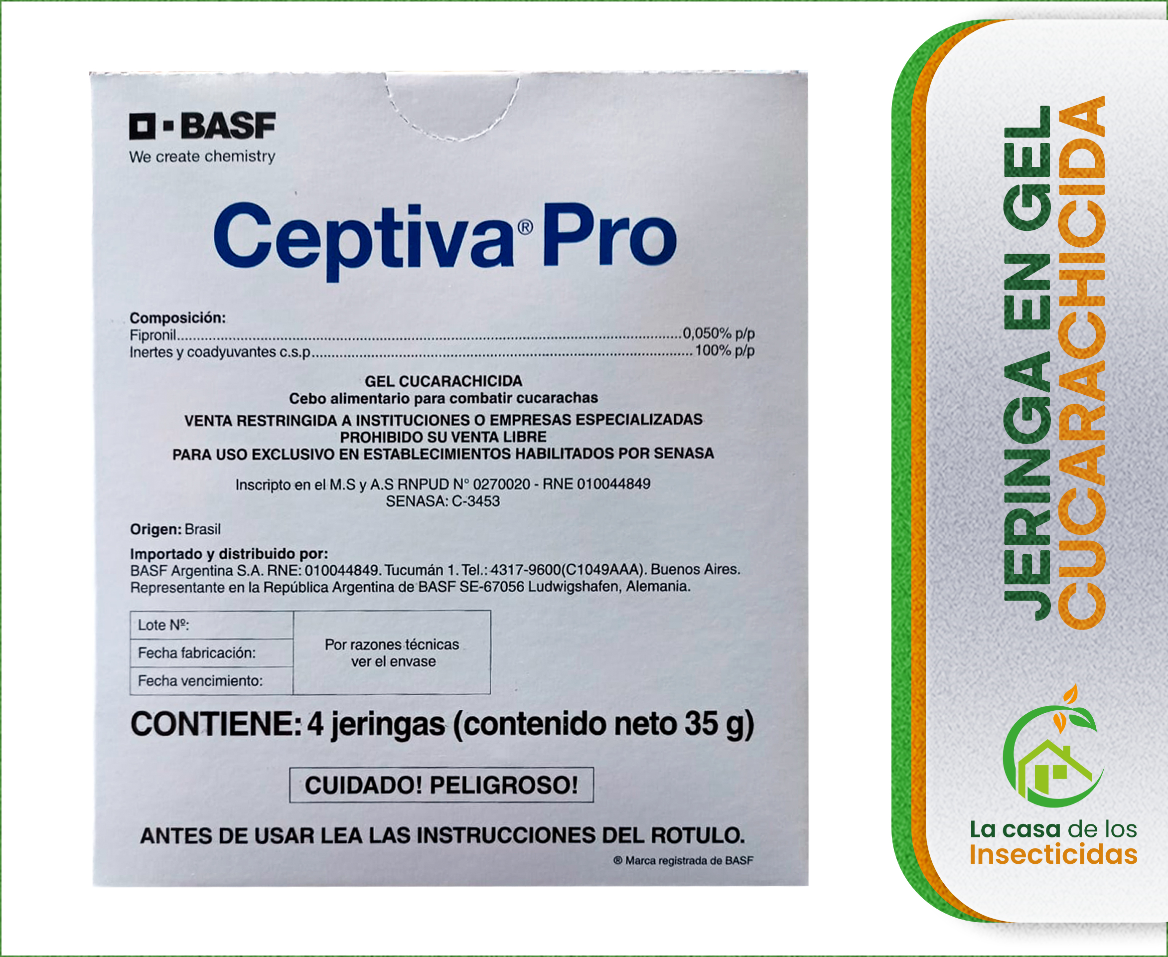 Ceptiva x 4 jeringas de 30 gr. c/u. Gel para cucarachas
